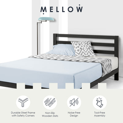 Mellow Classic Heavy Duty Platform Bed Frame w/Headboard, 10", King (Open Box)