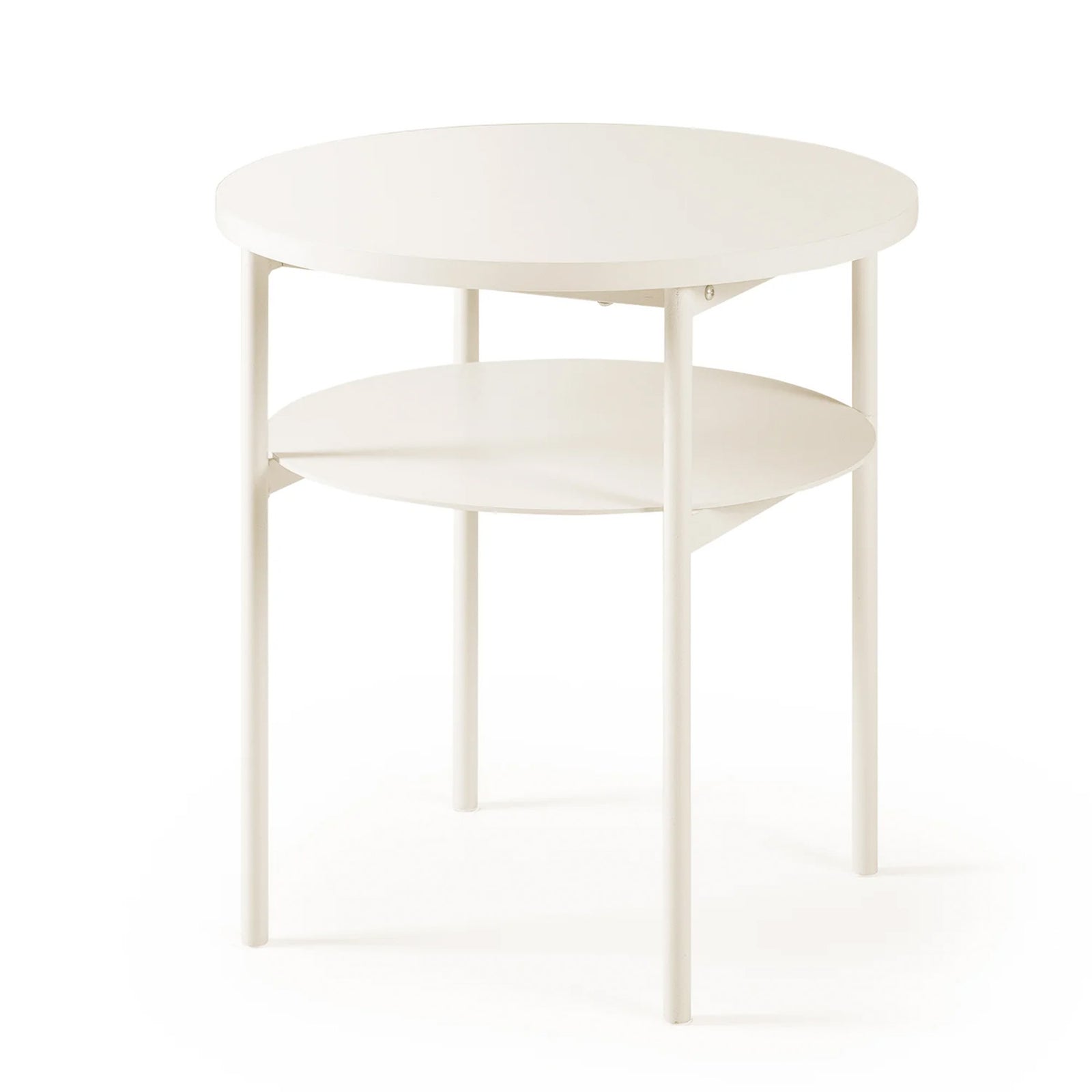 Mellow AIDA Round Multipurpose End and Side Table with Storage Shelf, Beige - VMInnovations
