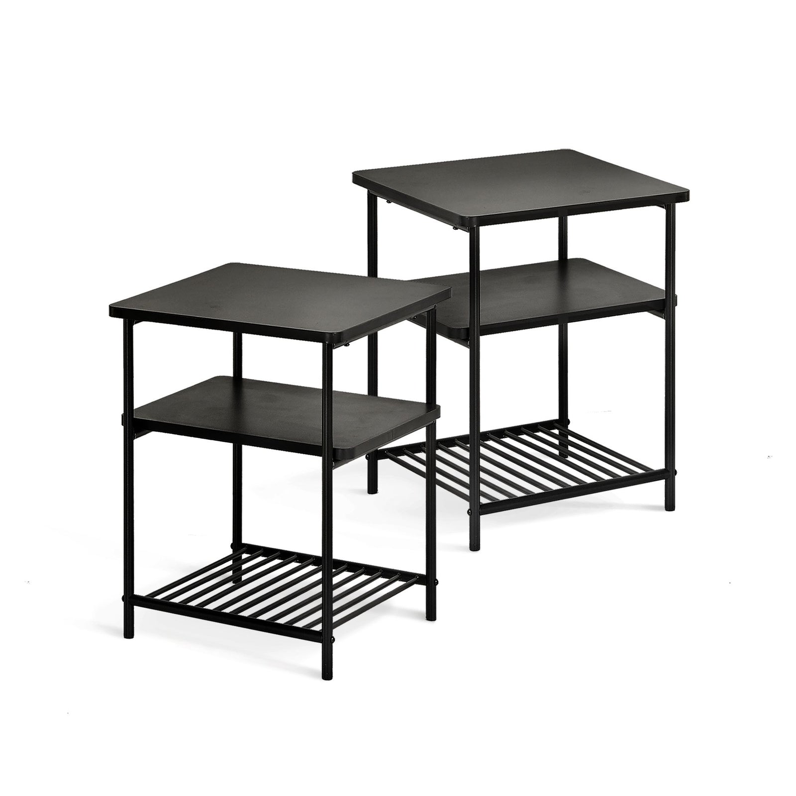 Mellow KODI Square Multipurpose End and Side Table Set with Storage Shelf, Black - VMInnovations