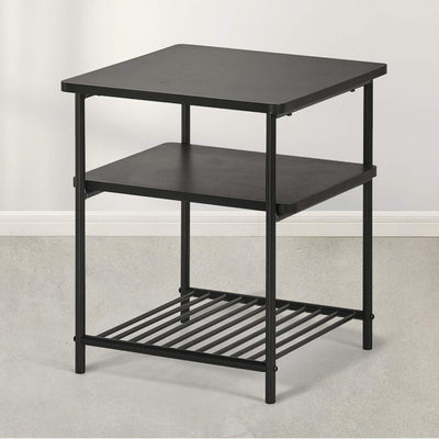 Mellow KODI Square Multipurpose End and Side Table Set with Storage Shelf, Black - VMInnovations