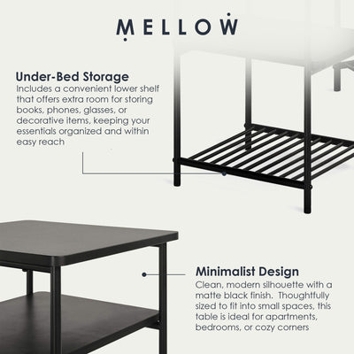 Mellow KODI Square Multipurpose End and Side Table Set with Storage Shelf, Black - VMInnovations