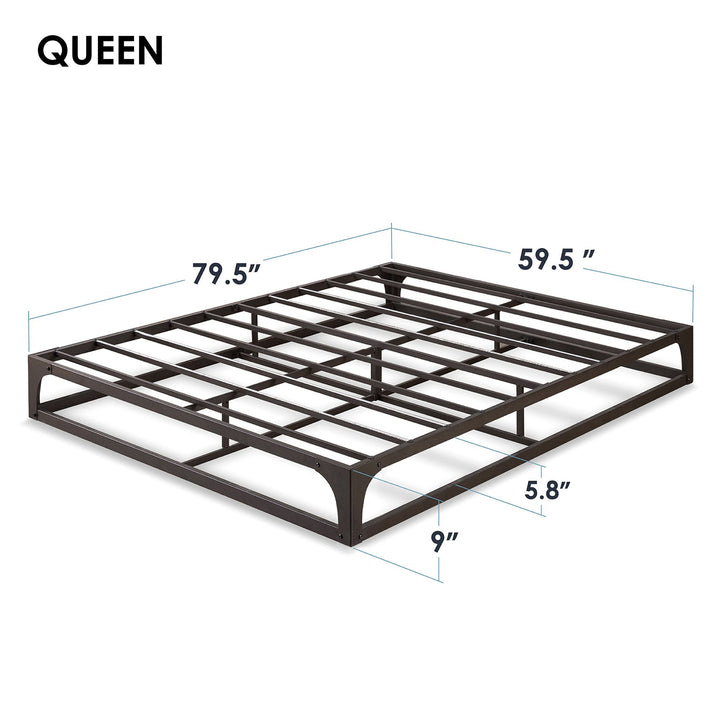 Mellow Ace of Base Metal Platform Low Profile Bed Frame, Hinged 12 Inch, Queen