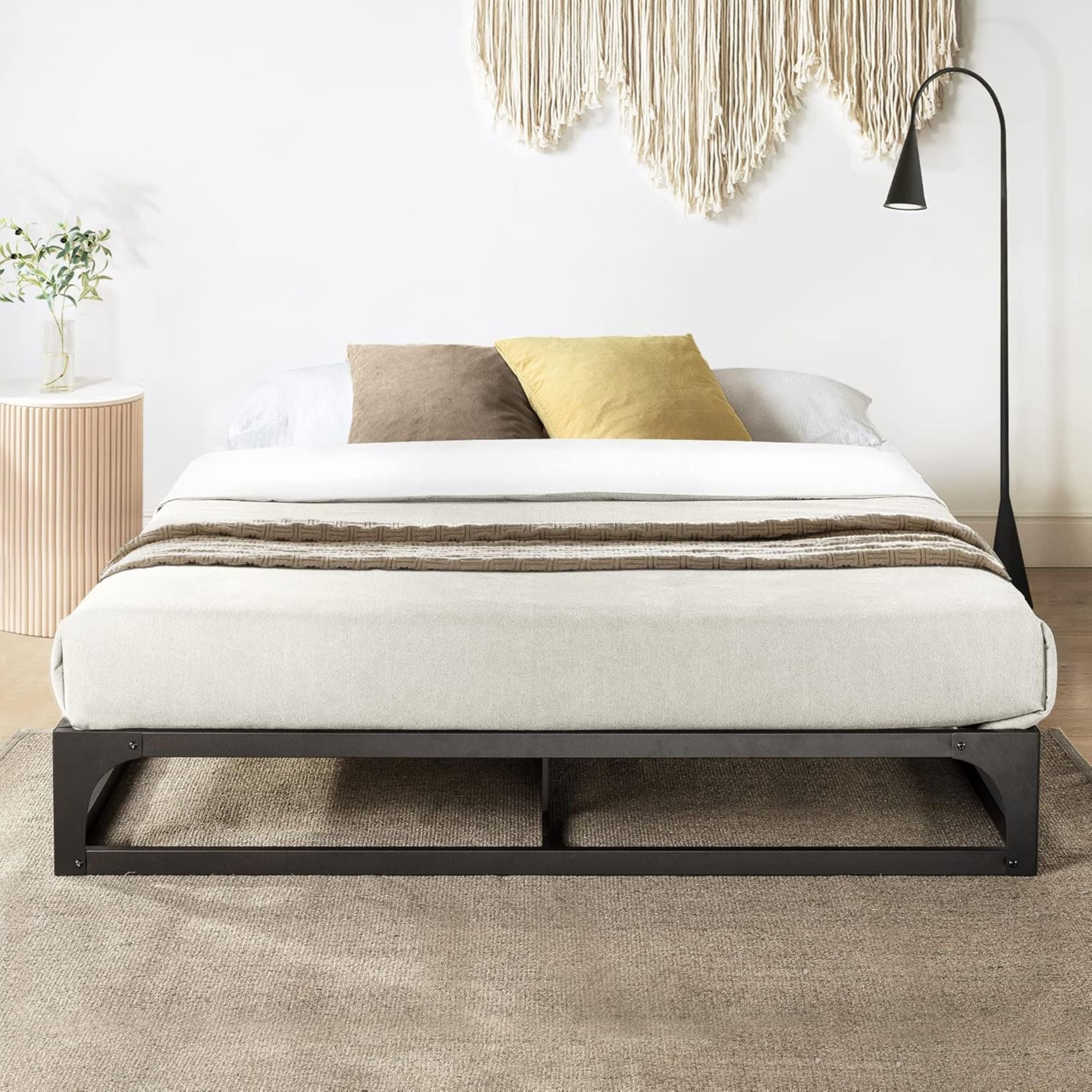 Mellow Ace of Base Metal Platform Low Profile Bed Frame, Hinged 12 Inch, Queen - VMInnovations