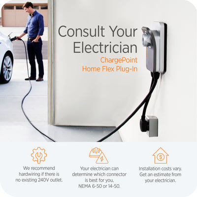 ChargePoint Home Flex Level 2 WiFi NEMA 14-50 Plug EV Charger (Open Box)