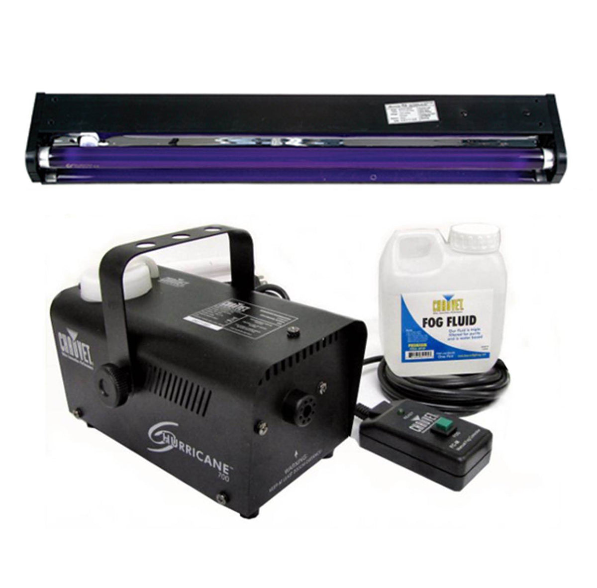 CHAUVET Hurricane H700 Fog Machine H-700 Fogger + AMERICAN DJ 24" UV Blacklight - VMInnovations