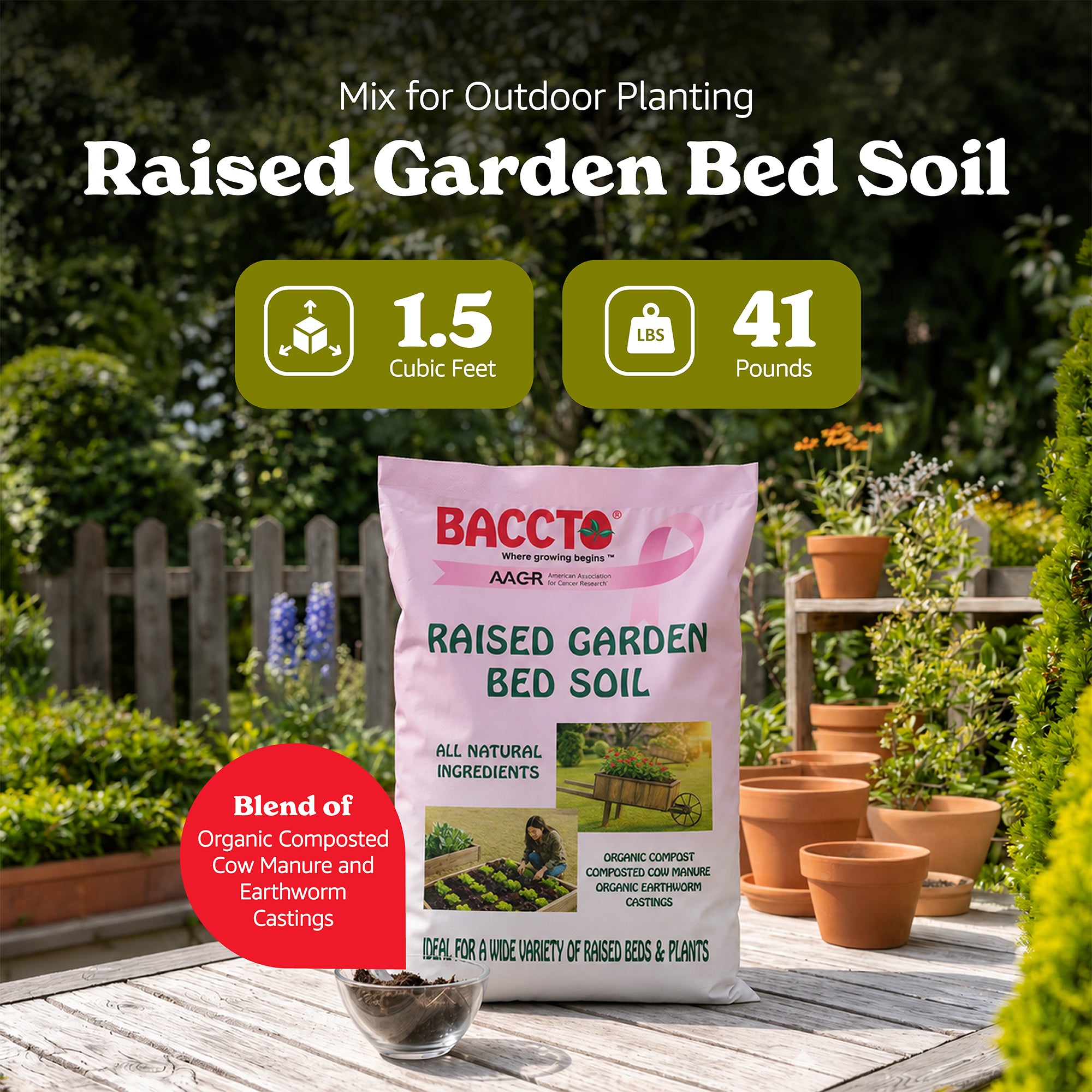 Michigan Peat Company BACCTO Raised Bed Soil for All Plant Types, 1.5 Cubic Feet