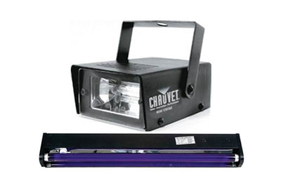 AMERICAN DJ BLACK-24BLB 24" UV Black Pro Blacklight + CHAUVET Mini Strobe Light