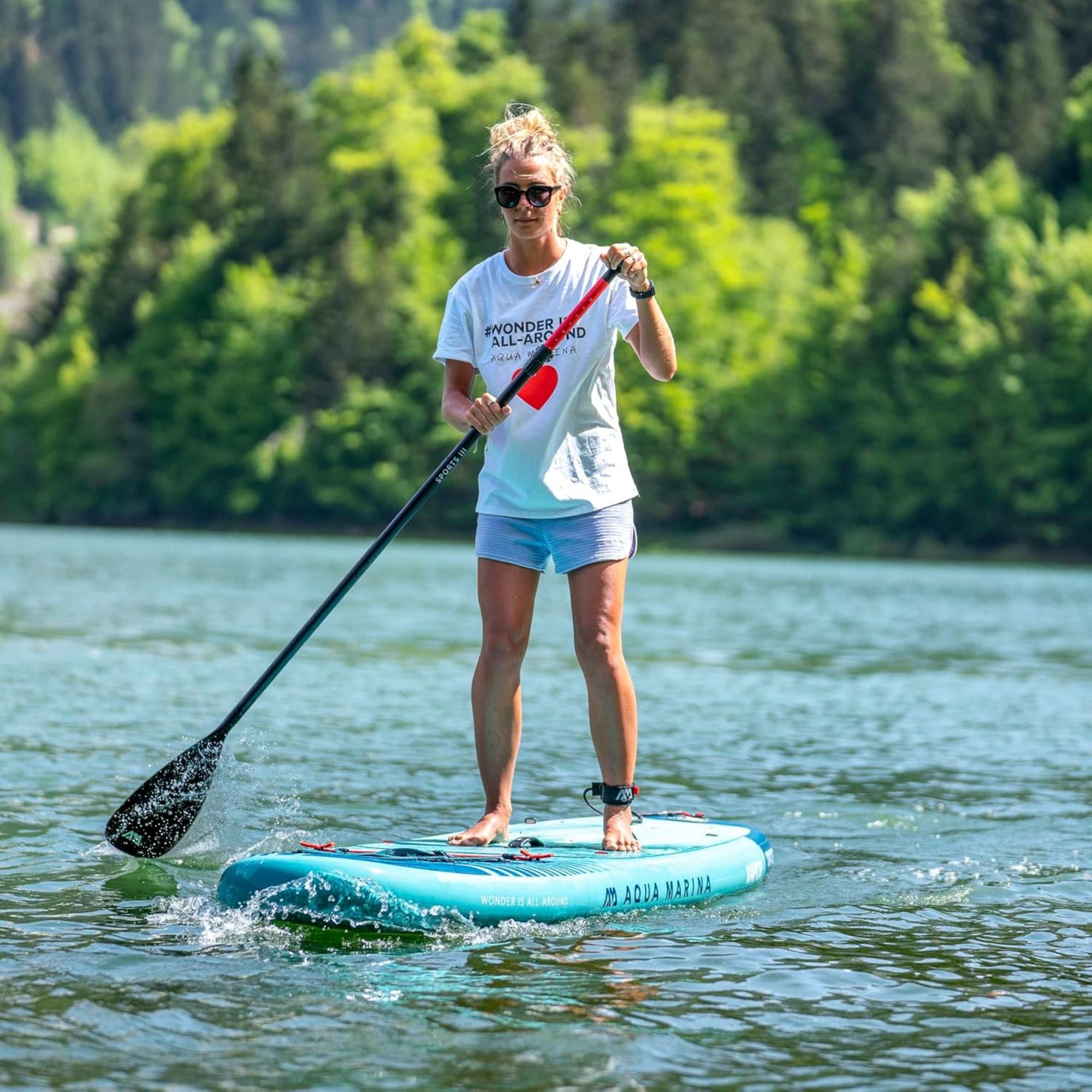 Aqua Marina Vapor Inflatable Paddle Board, Pump, Backpack, Leash, Light Blue - VMInnovations