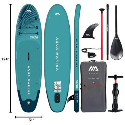 Aqua Marina Vapor Inflatable Paddle Board, Pump, Backpack, Leash Blue (Open Box)
