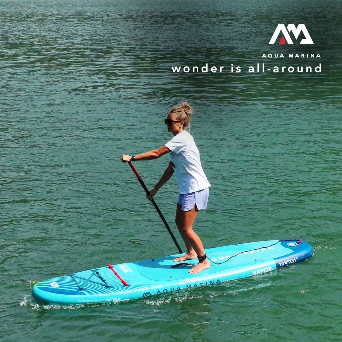 Aqua Marina Vapor Inflatable Paddle Board, Pump, Backpack, Leash, Light Blue - VMInnovations