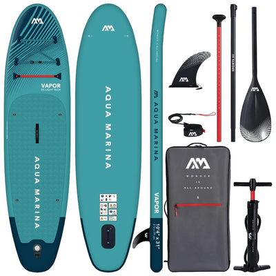 Aqua Marina Vapor Inflatable Paddle Board, Pump, Backpack, Leash, Light Blue - VMInnovations