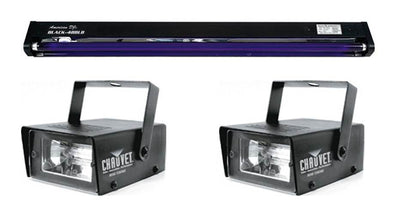 AMERICAN DJ BLACK-48BLB 48" UV Pro Blacklight + (2) CHAUVET Mini Strobe Lights