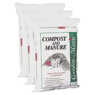 Michigan Peat Outdoor Lawn Garden Compost and Manure Blend, 40 lb Bag, 3 Pack - VMInnovations