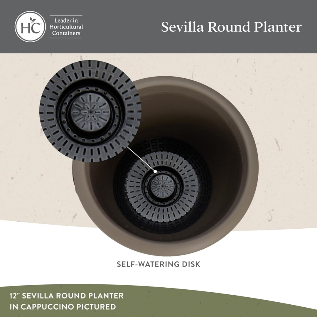 The HC Companies Sevilla Self-Watering Pot with Internal Disk 12", Cottage Stone