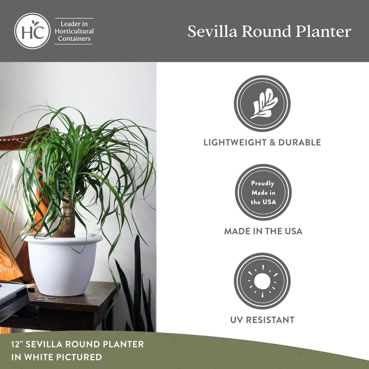 The HC Companies Sevilla Self-Watering Pot with Internal Disk 12", Cottage Stone
