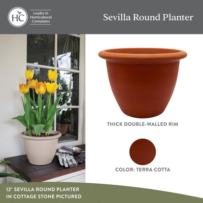 The HC Companies Sevilla Self-Watering Pot with Internal Disk 16", Terra Cotta - VMInnovations