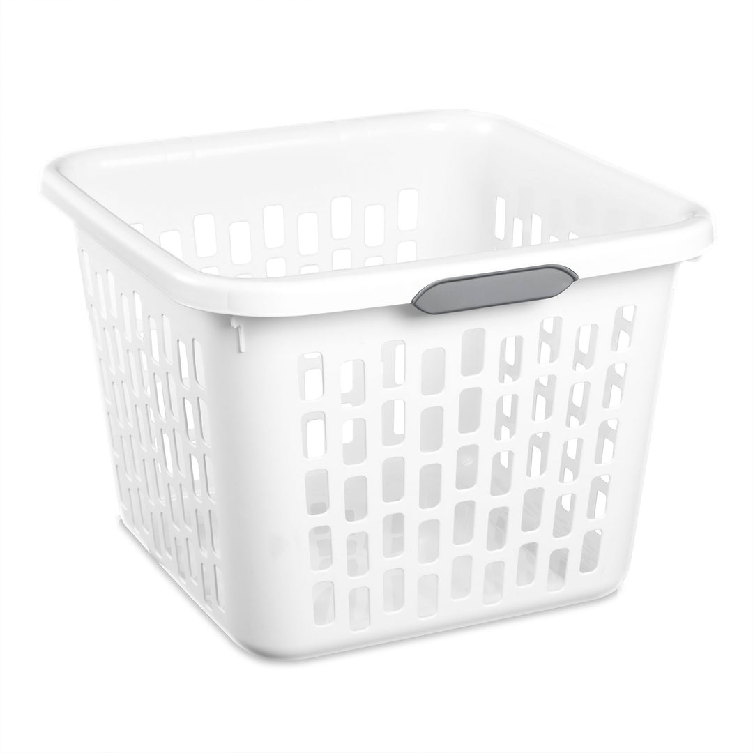 Sterilite Laundry Basket, 1.5 Bushel Plastic Hamper with Handles, White, 12 Pack