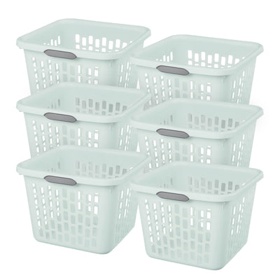 Sterilite Laundry Basket, 1.5 Bushel Plastic Hamper with Handles, Mint, 6 Pack - VMInnovations