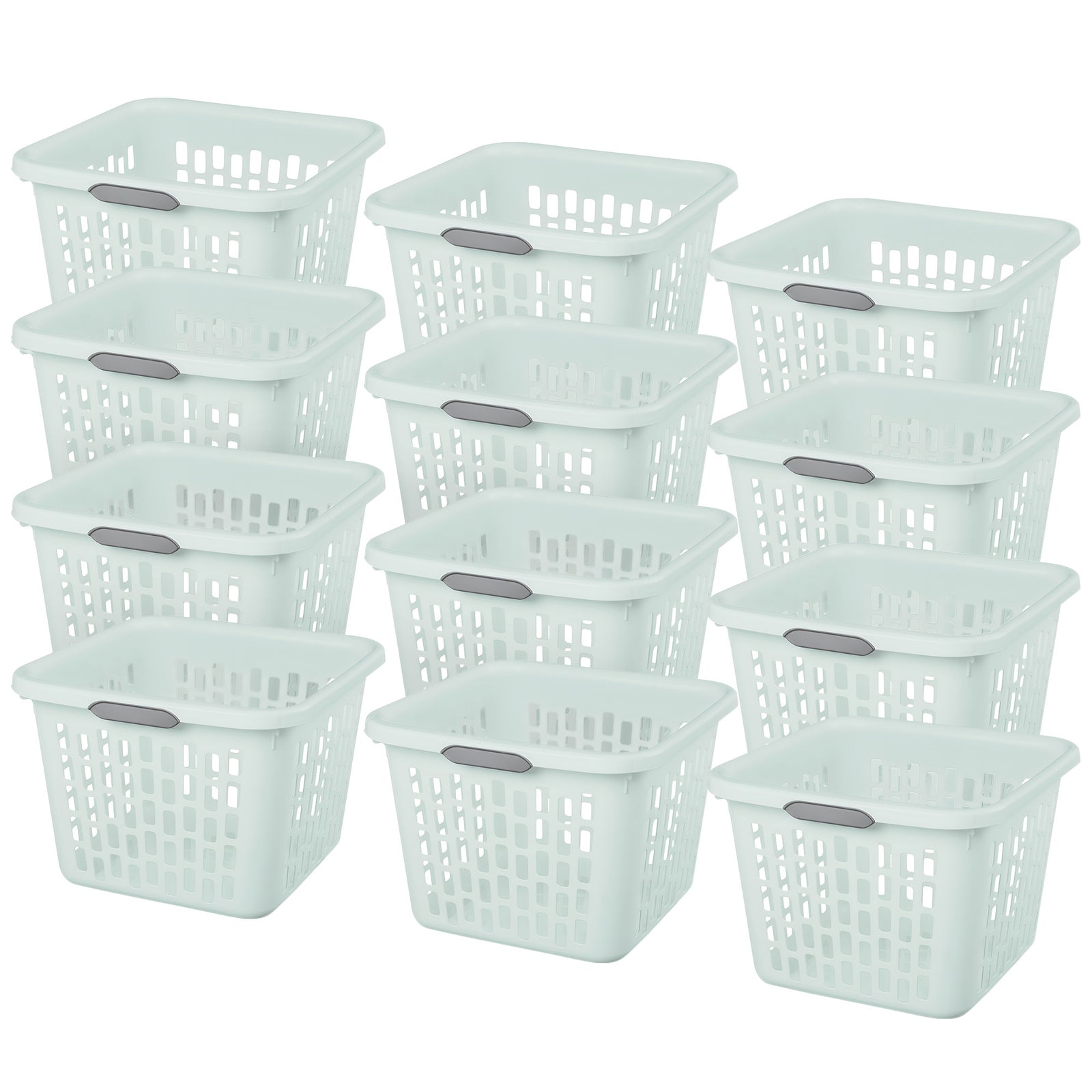 Sterilite Laundry Basket, 1.5 Bushel Plastic Hamper with Handles, Mint, 12 Pack - VMInnovations