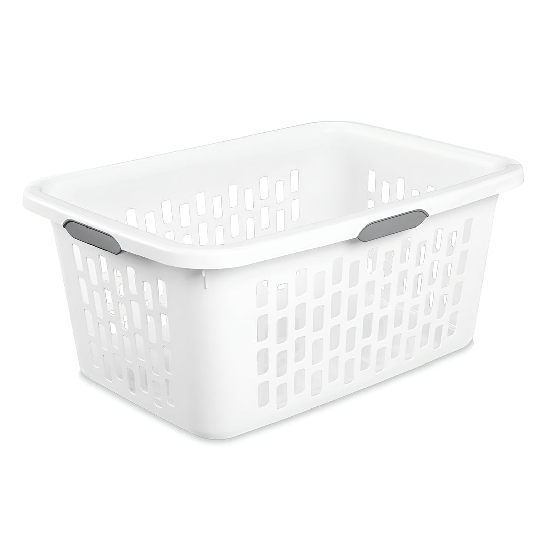 Sterilite Laundry Basket, 2 Bushel Plastic Hamper with Handles, White, 12 Pack