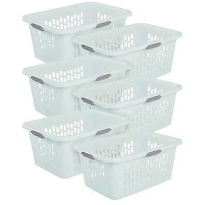 Sterilite Laundry Basket, 2 Bushel Plastic Hamper with Handles, Mint, 6 Pack - VMInnovations