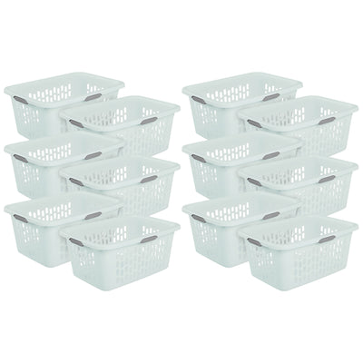 Sterilite Laundry Basket, 2 Bushel Plastic Hamper with Handles, Mint, 12 Pack