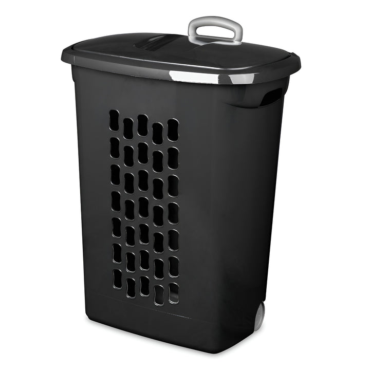 Sterilite Ultra Wheeled Laundry Hamper, Plastic Clothes Bin, Black, 18 Pack