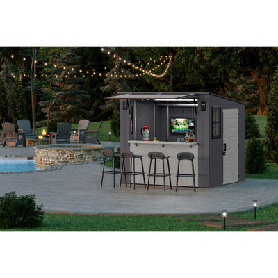 Suncast 8' x 7' Cabana Entertainment Storage Shed, All-Weather Shelter, Gray