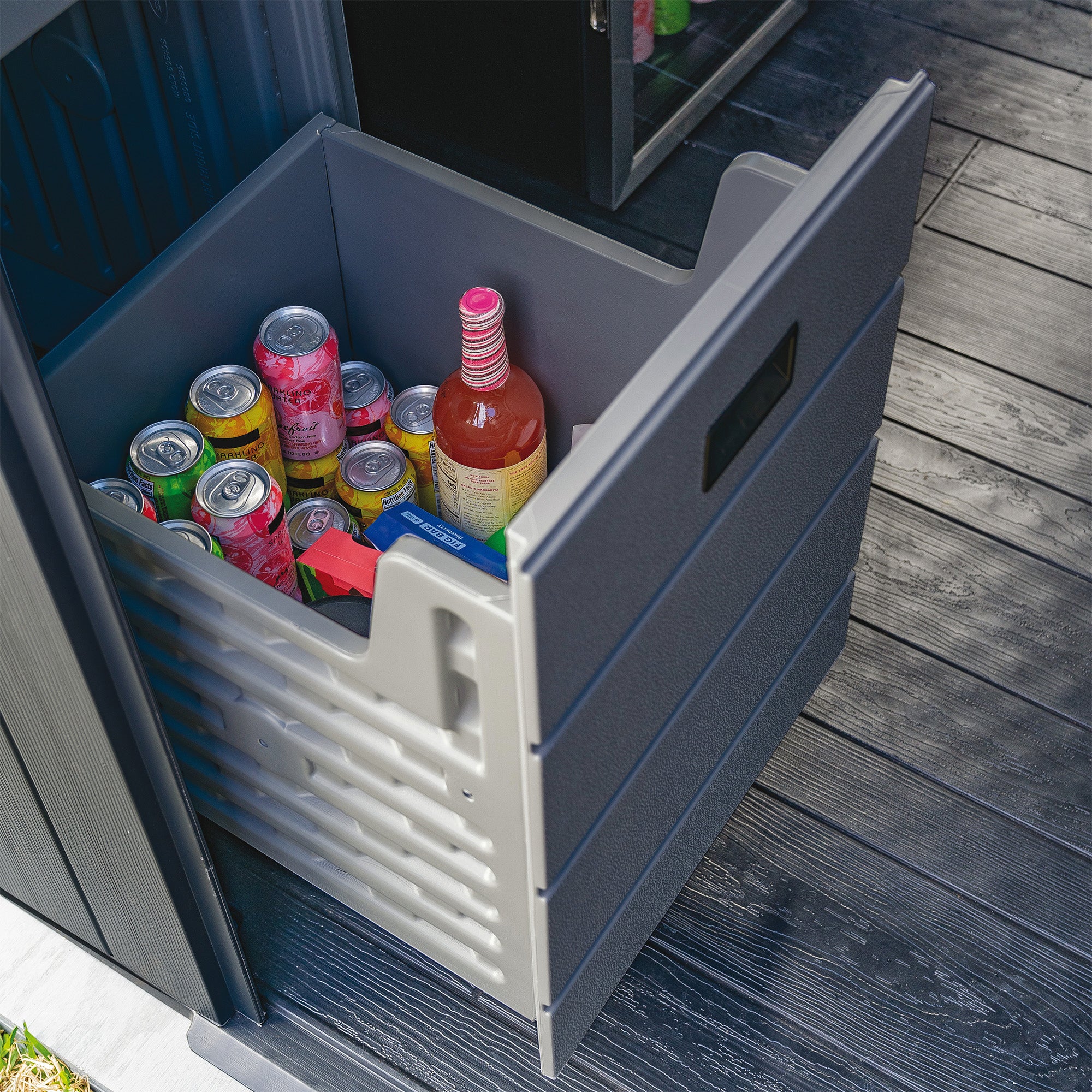 Suncast 8' x 7' Cabana Entertainment Storage Shed, All-Weather Shelter, Gray