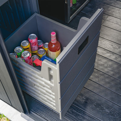 Suncast 8' x 7' Cabana Entertainment Storage Shed, All-Weather Shelter, Gray