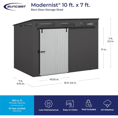 Suncast Modernist 10 ft. x 7 ft. Barn Door Storage Shed