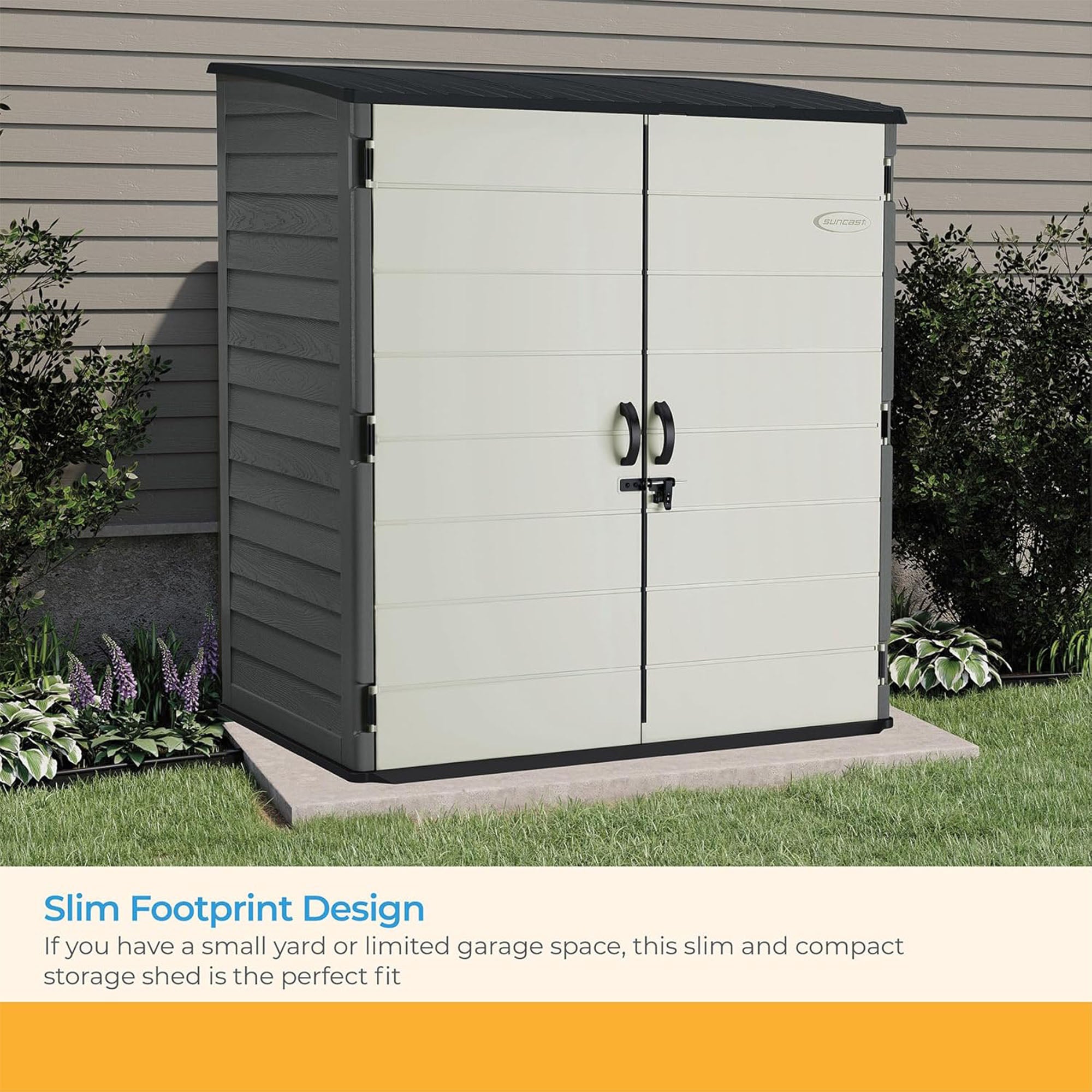 Suncast X-Large Vertical Storage Shed, All-Weather Outdoor Backyard Unit, Gray