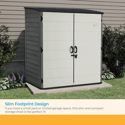 Suncast X-Large Vertical Storage Shed, All-Weather Outdoor Backyard Unit, Gray - VMInnovations