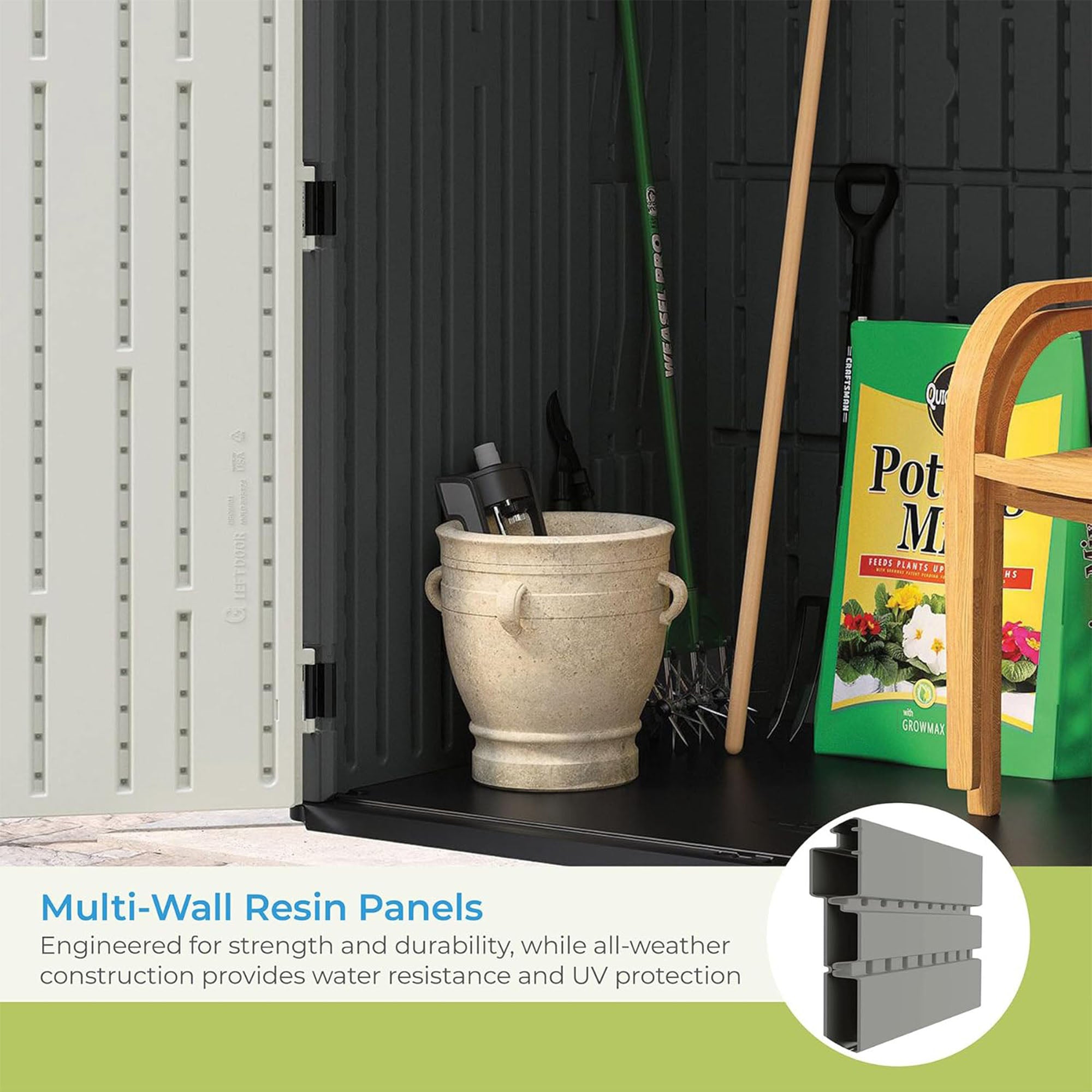 Suncast X-Large Vertical Storage Shed, All-Weather Outdoor Backyard Unit, Gray