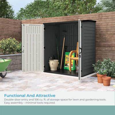Suncast X-Large Vertical Storage Shed, All-Weather Outdoor Backyard Unit, Gray - VMInnovations