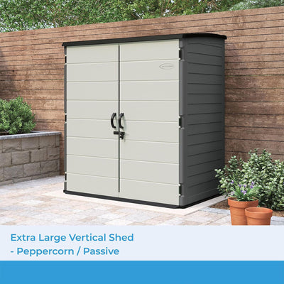 Suncast X-Large Vertical Storage Shed, All-Weather Outdoor Backyard Unit, Gray - VMInnovations