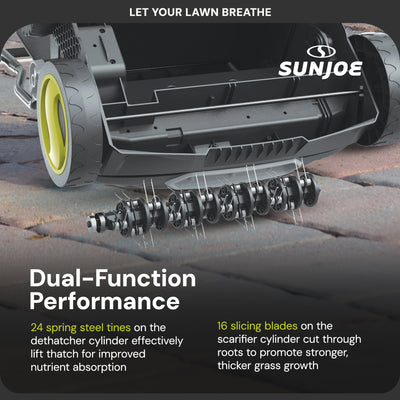 Sun Joe 15" Battery Powered Dethatcher Scarifier with 13.2 Gallon Bag (Open Box) - VMInnovations