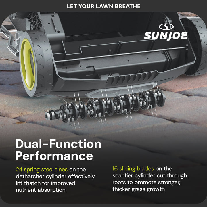 Sun Joe 15" Battery Powered Dethatcher Scarifier with 13.2 Gallon Bag (Open Box)
