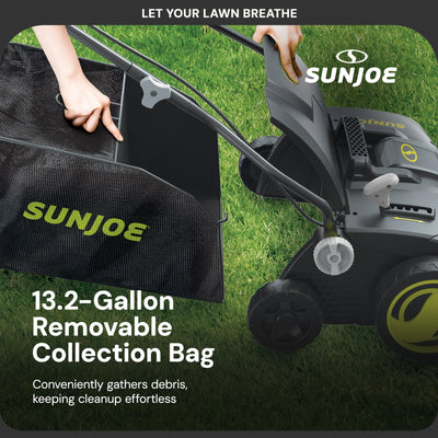 Sun Joe 15" Battery Powered Dethatcher Scarifier with 13.2 Gallon Bag (Open Box) - VMInnovations