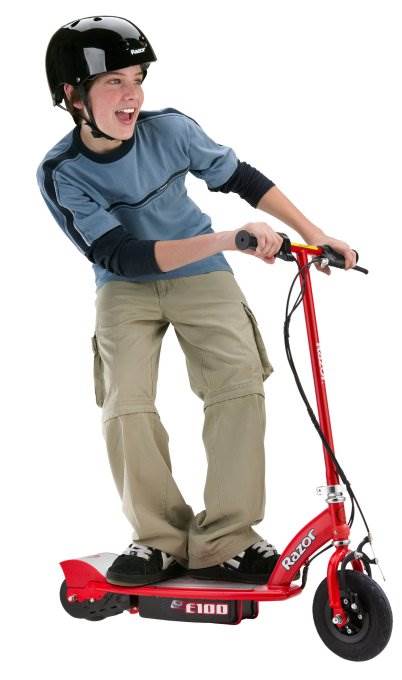 Razor E100 Kids Motorized 24 Volt Electric Scooter with Helmet and Safety Pads