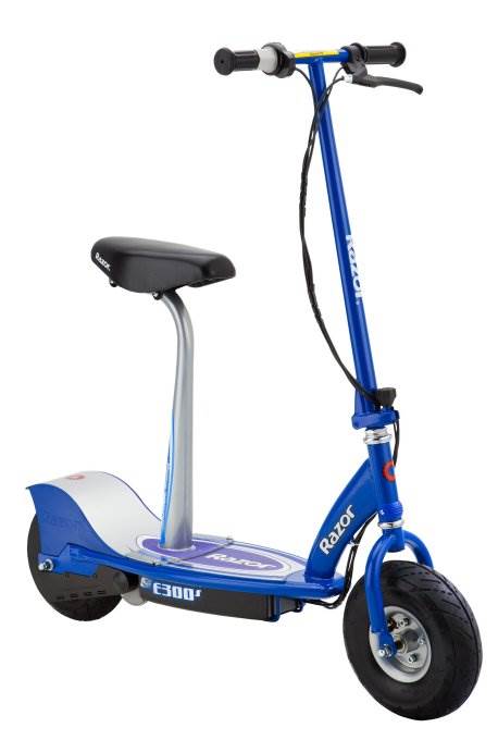 Razor E300S Adult High-Torque Electric Power Scooter w/Seat, Helmet & Pads, Blue