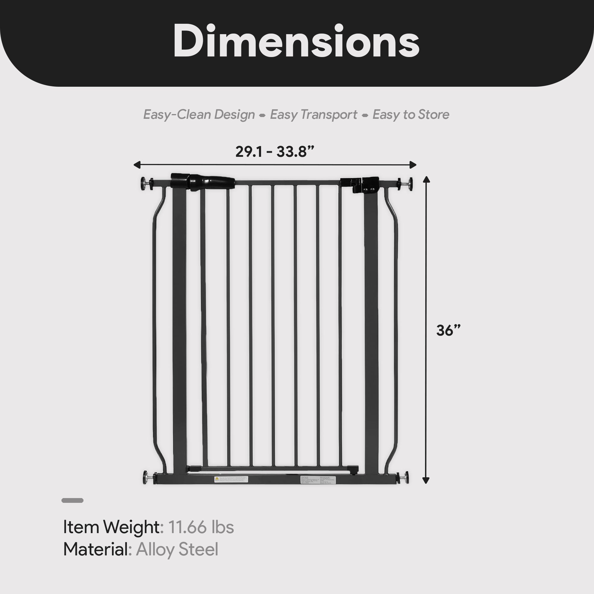 BalanceFrom Walk Thru Safety Gate, Fits 29.1-33.8" Openings, 36” Tall (Open Box)