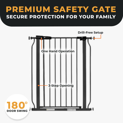 BalanceFrom Walk Thru Safety Gate, Fits 29.1-33.8" Openings, 36” Tall, Graphite - VMInnovations