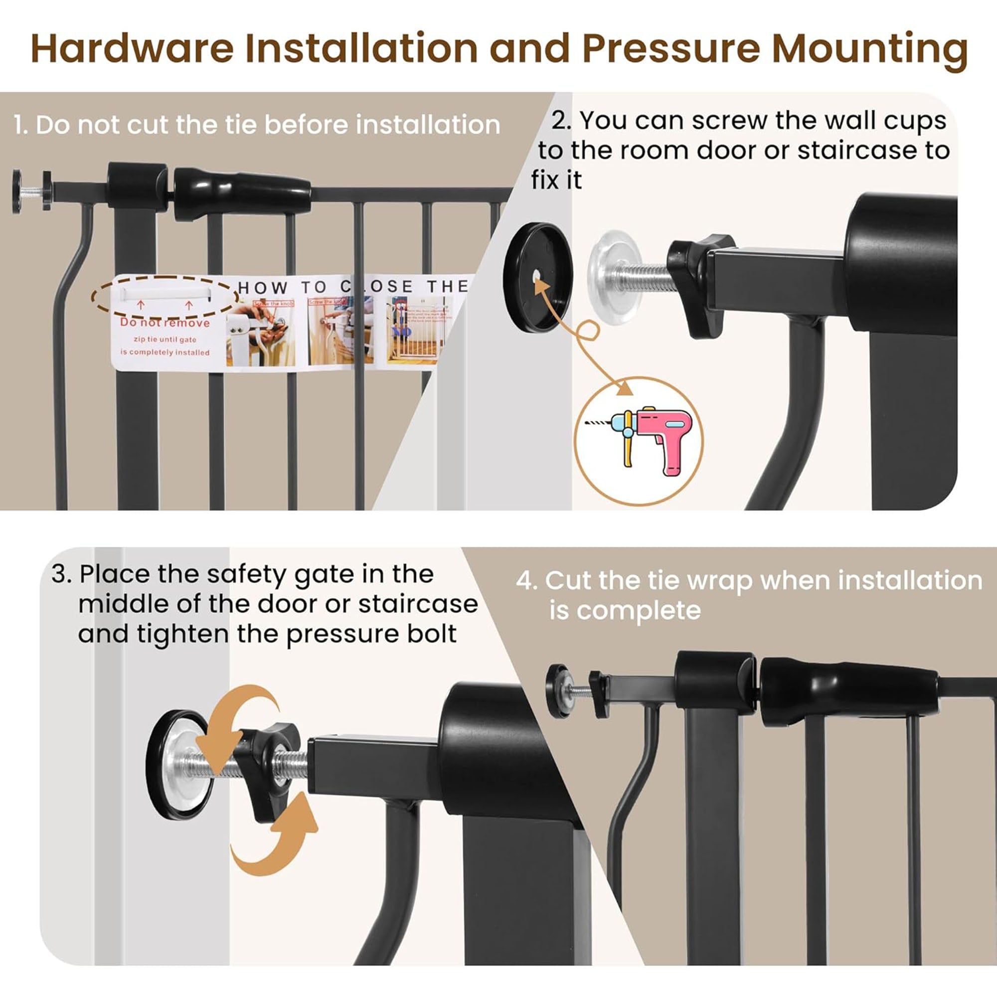BalanceFrom Thru Safety Gate, Fits 29.1-38.5" Openings, 36” Tall, Graphite(Used) - VMInnovations