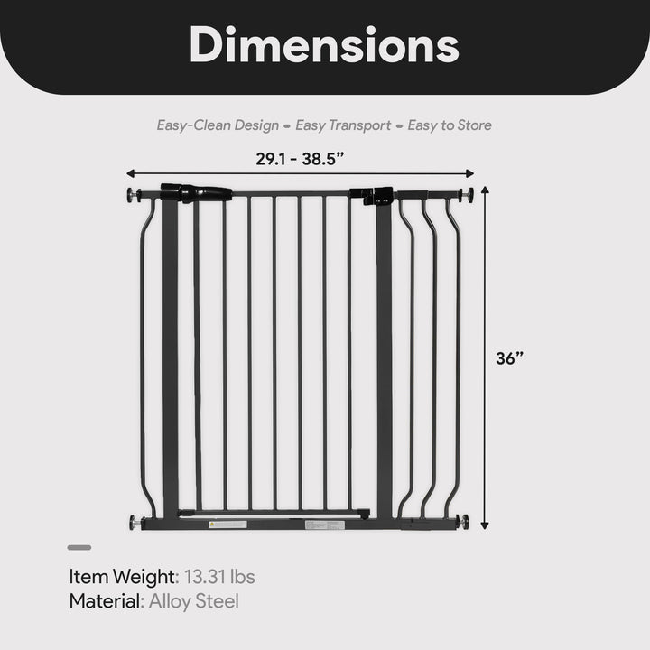BalanceFrom Walk Thru Safety Gate, Fits 29.1-38.5" Openings, 36” Tall, Graphite