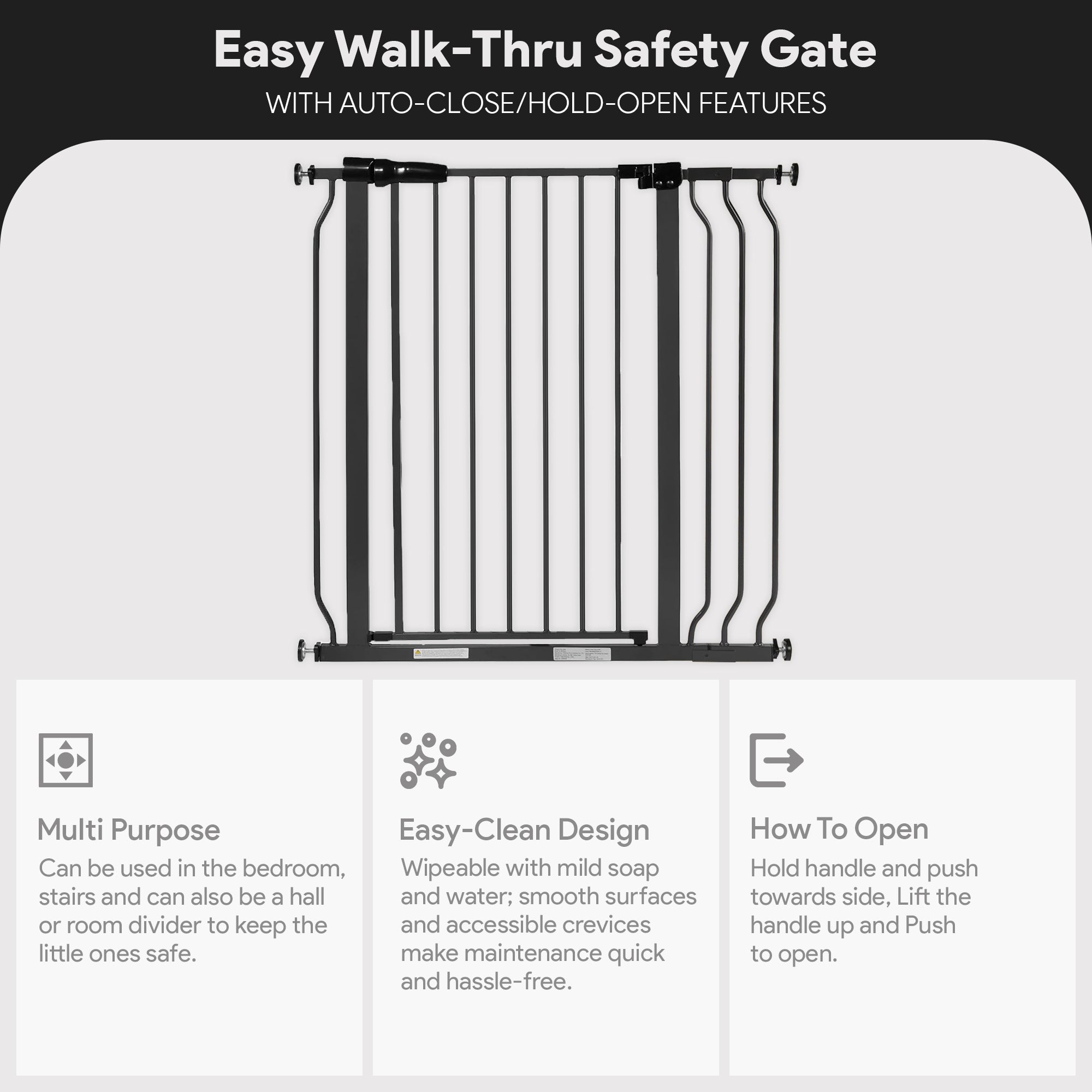 BalanceFrom Thru Safety Gate, Fits 29.1-38.5" Openings, 36” Tall, Graphite(Used) - VMInnovations
