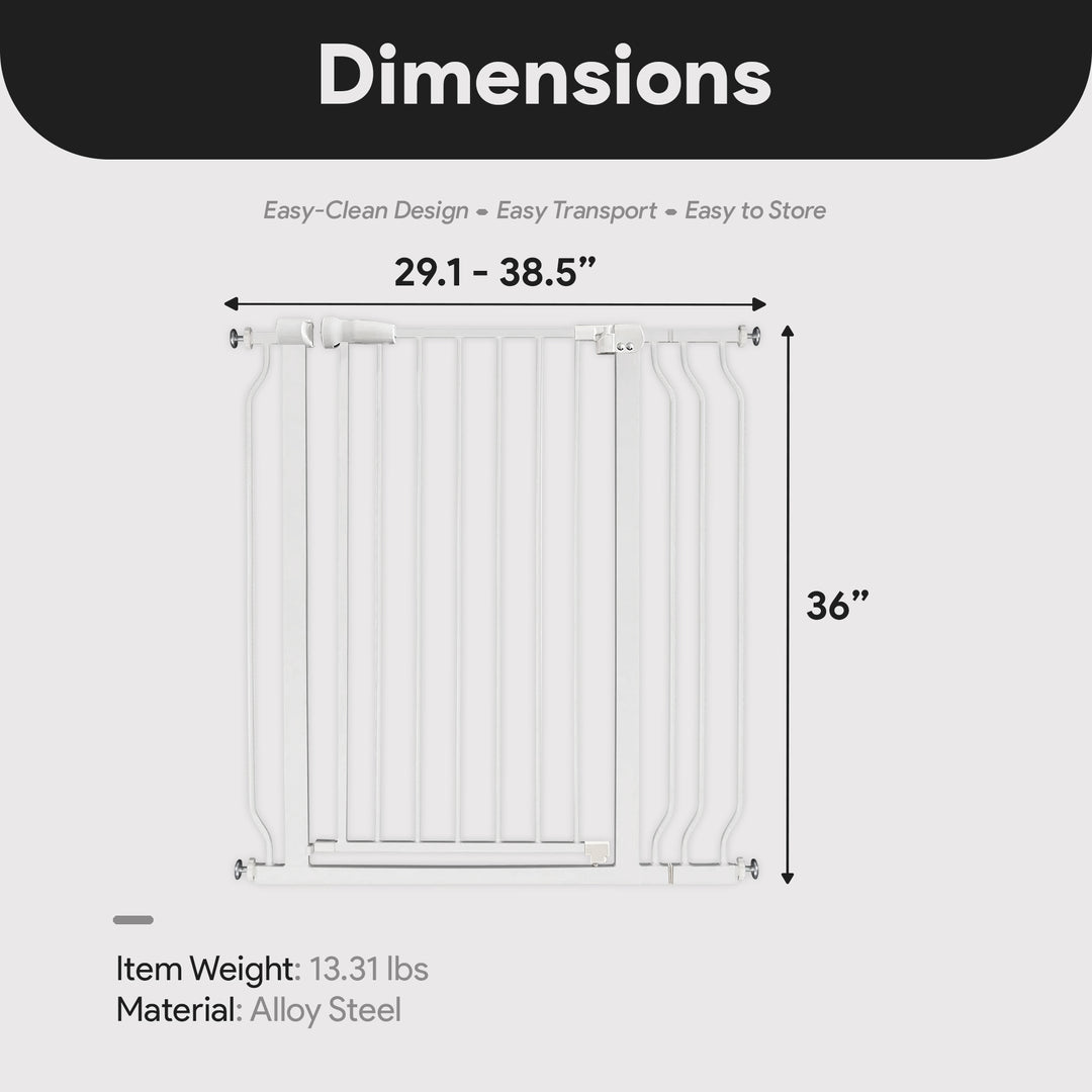 BalanceFrom Walk Thru Safety Gate, Fits 29.1-38.5" Openings, 36” Tall, White