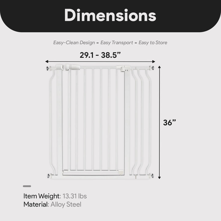 BalanceFrom Walk Thru Safety Gate, Fits 29.1-38.5" Openings, 36” Tall, White