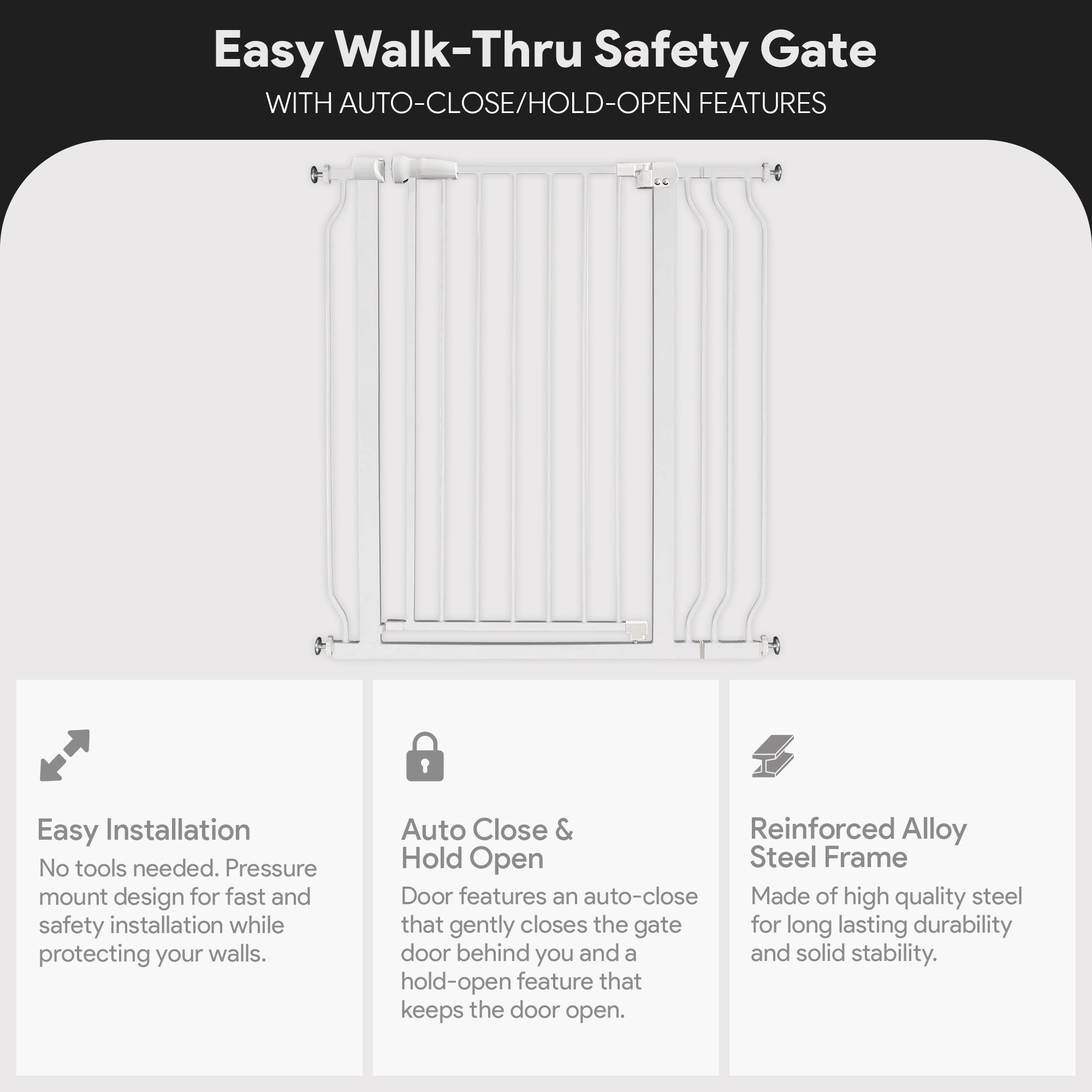 BalanceFrom Walk Thru Safety Gate, Fits 29.1-38.5" Openings, 36” Tall (Open Box) - VMInnovations