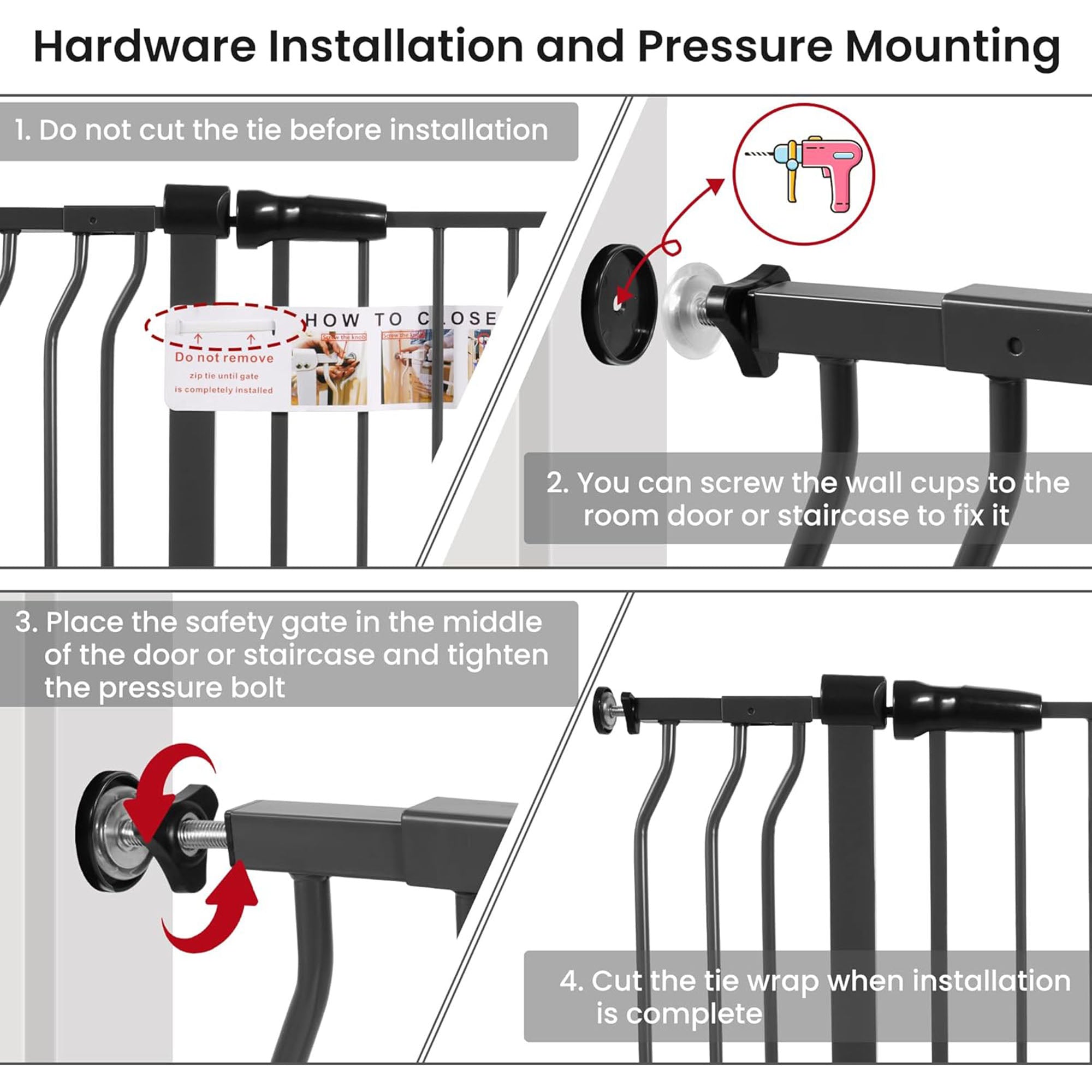 BalanceFrom Walk Thru Safety Gate, Fits 29.1-43.3" Openings, 36” Tall, (Used) - VMInnovations